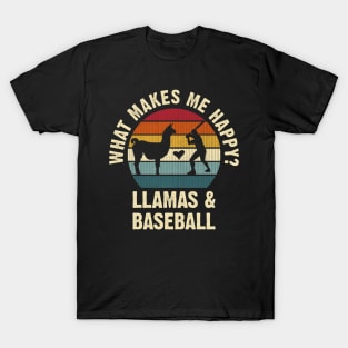 Baseball and Llama make me happy T-Shirt